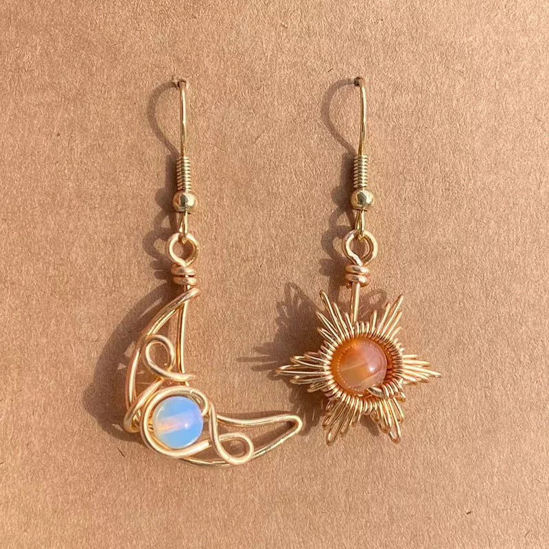 Handcrafted Bohemian Sun & Moon Earrings