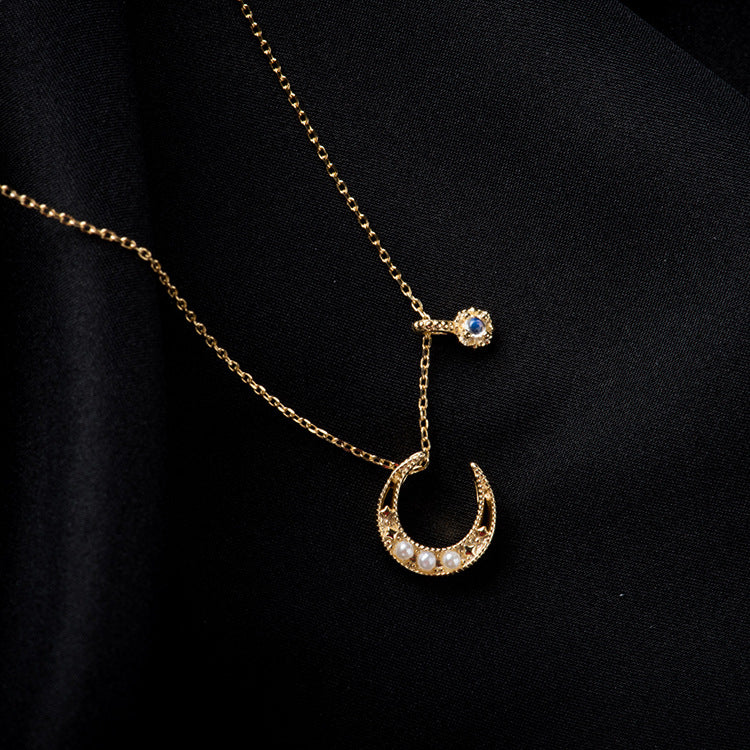 Golden Crescent Moonstone Necklace