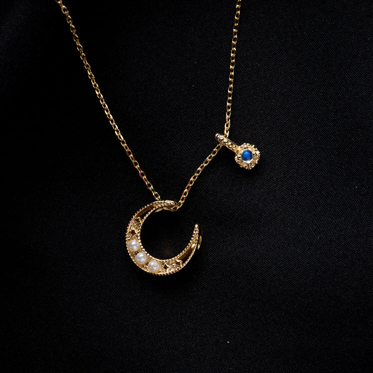 Golden Crescent Moonstone Necklace