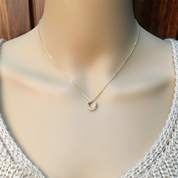 Golden Crescent Moonstone Necklace