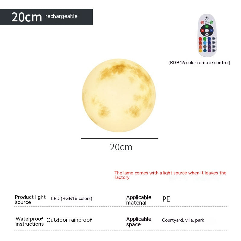 Outdoor Garden Moon Lamp (Solar or Rechargeable)