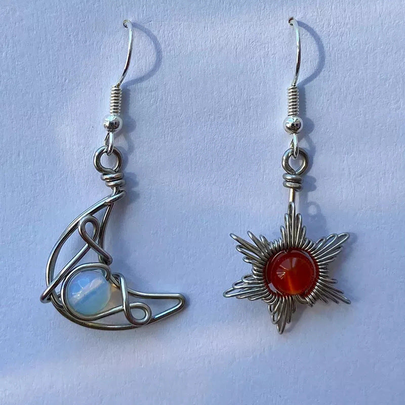 Handcrafted Bohemian Sun & Moon Earrings