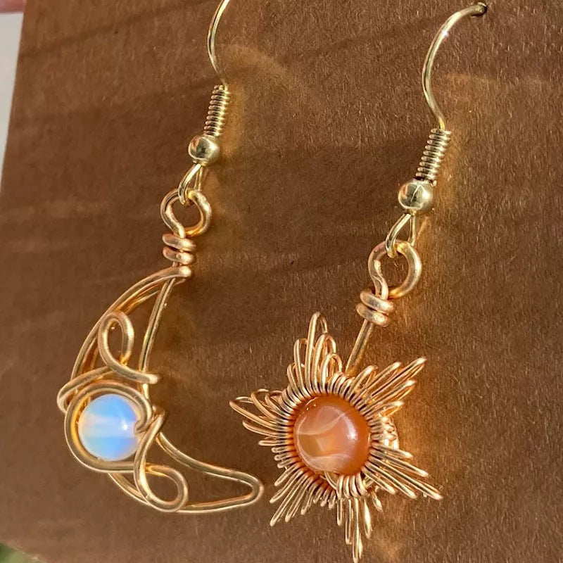 Handcrafted Bohemian Sun & Moon Earrings