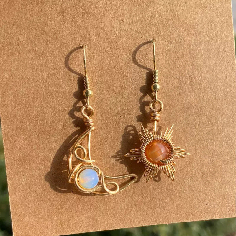 Handcrafted Bohemian Sun & Moon Earrings