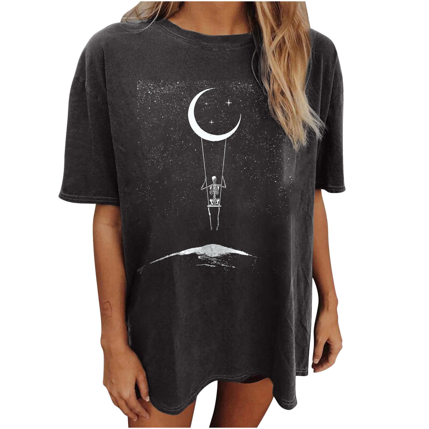 Retro Moon Print Short Sleeve Girl