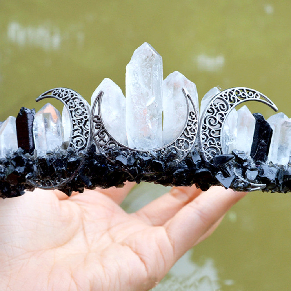 Elegant Goddess Crystal Moon Crown